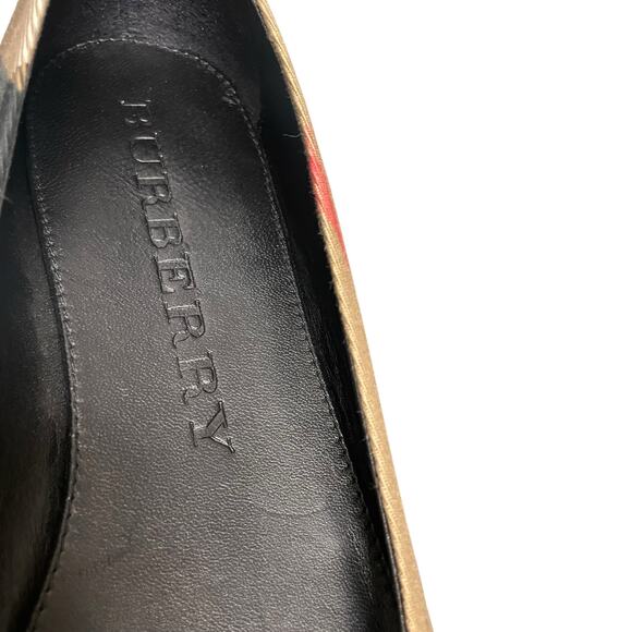 Burberry House Check Bridle Avonwick Ballerina Flats Tan Black Red 40 / US 10 - Picture 5 of 10